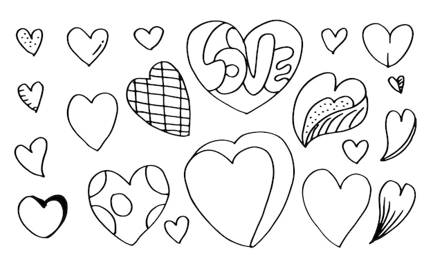 Conjunto de estilo doodle de desenho à mão de amor para seu projeto