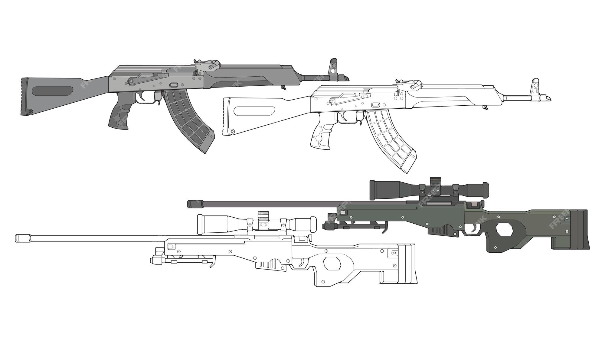 sniper rifle arma exército ilustração vetorial arma de fogo