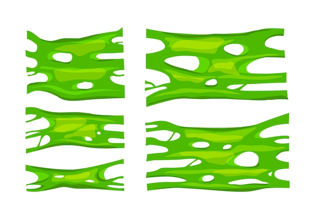 Conjunto de estiramento de limo verde uma substância gelatinosa espessa mucosa se estende em uma massa pegajosa