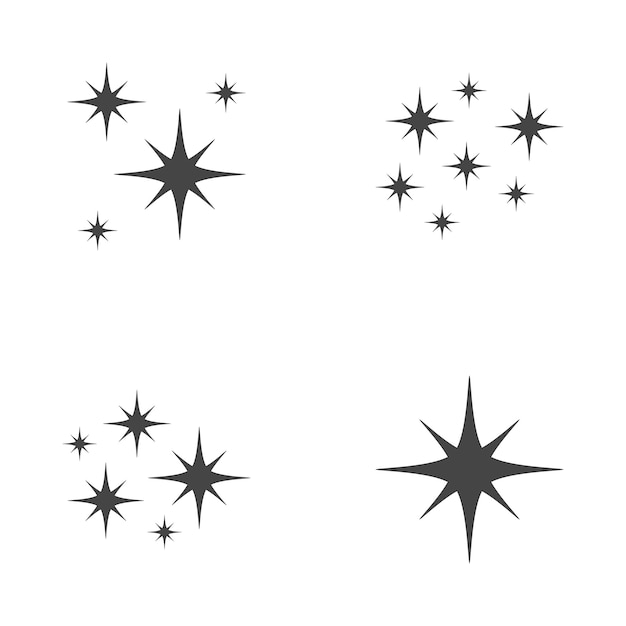 Conjunto de estrelas brilha design plano