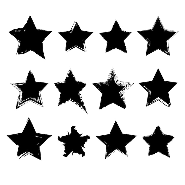 Conjunto de estrelas desenhadas à mão