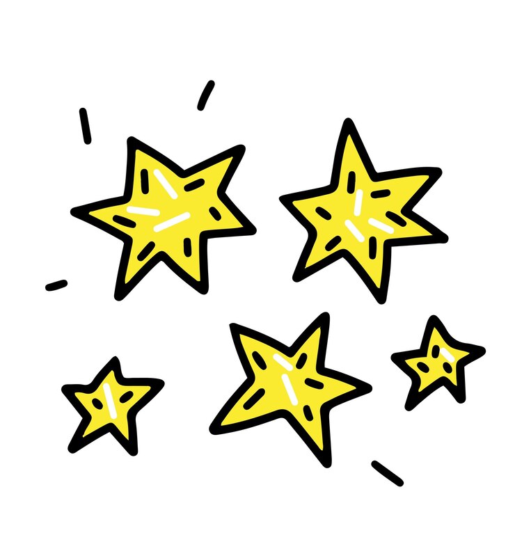 Conjunto de estrelas douradas doodle ilustração vetorial plana isolada no fundo branco