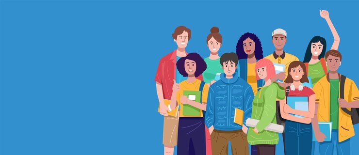 Conjunto de estudantes multiculturais vestidos casuais segurando livros isolados em ilustração vetorial de fundo branco