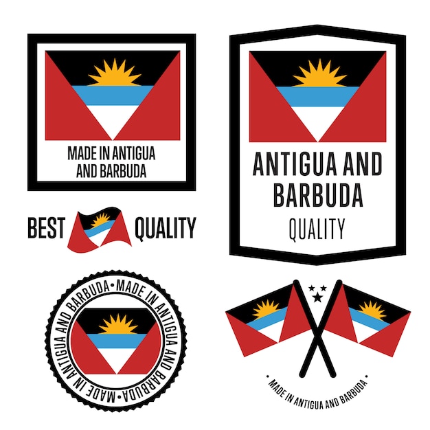 Conjunto de etiqueta de qualidade de antígua e barbuda