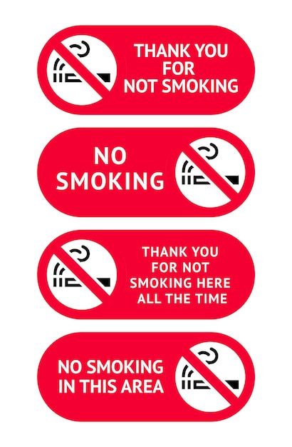 Conjunto de etiquetas adesivos de não fumar
