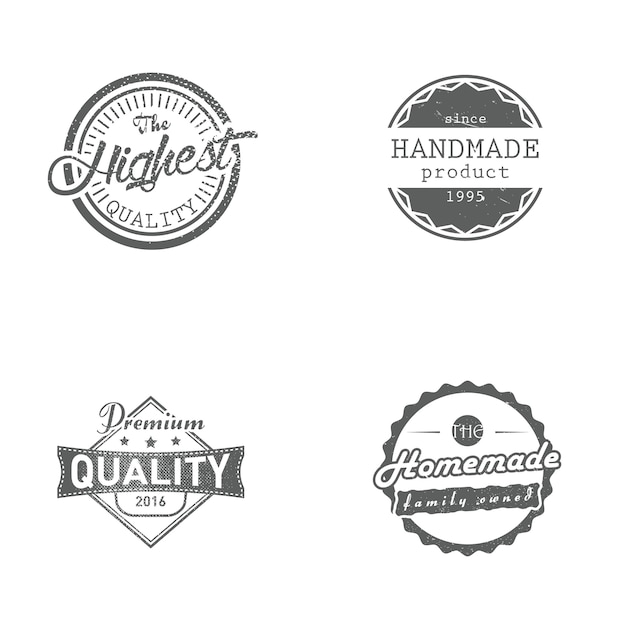 Conjunto de etiquetas artesanais, caseiros, premium e de alta qualidade, emblemas, ilustração vetorial. emblemas com estilo retrô vintage