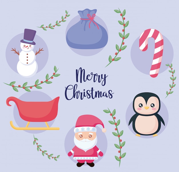 conjunto de etiquetas de feliz natal