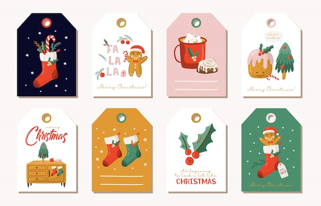 Conjunto de etiquetas de presente de Natal.