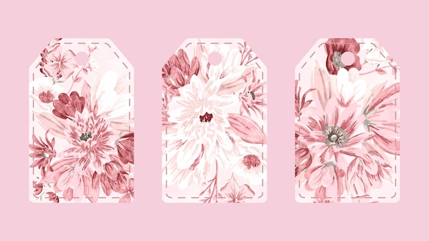 Conjunto de etiquetas decorativas de flores extravagantes ou marcadores ou etiquetas de preços