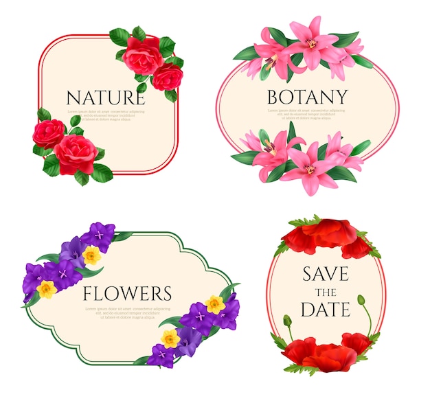 Conjunto de etiquetas florais