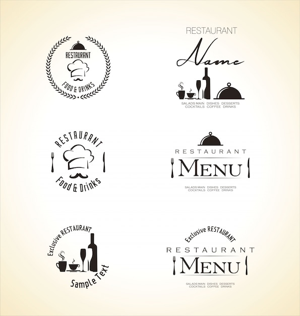 Conjunto de etiquetas para o design do menu do restaurante