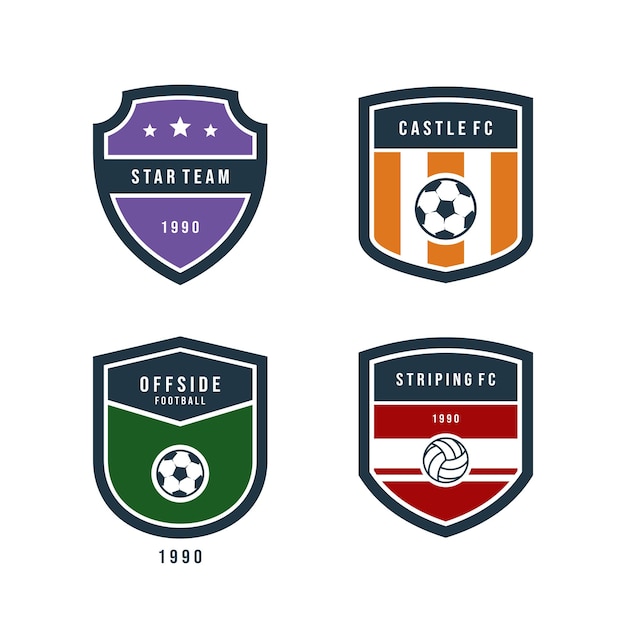 Conjunto de etiquetas planas de clube de futebol