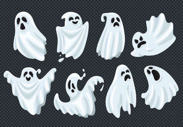 Vetor conjunto de fantasma assustador de halloween