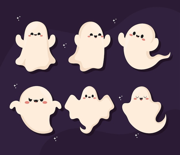 Conjunto de fantasmas fofos