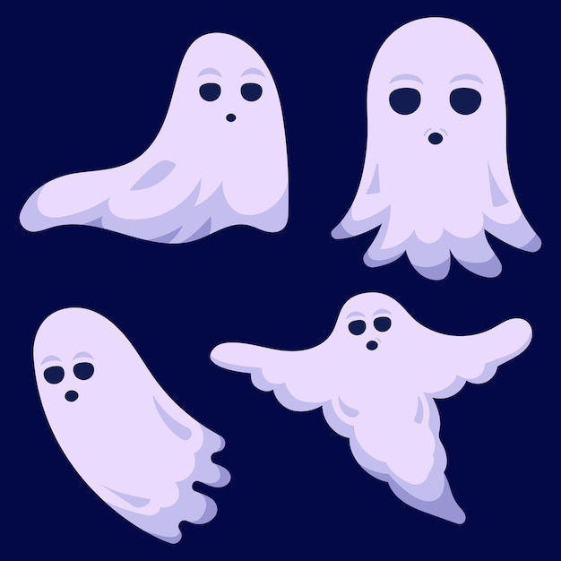 Conjunto de fantasmas simples de estilo plano