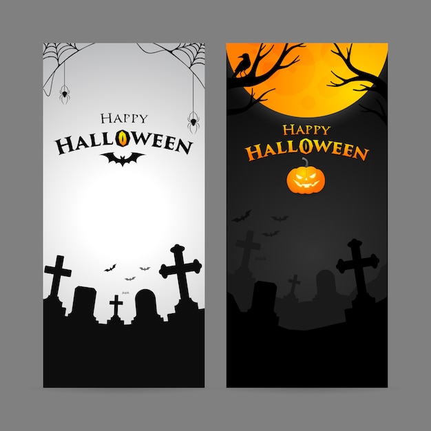 Conjunto de feliz banner vertical de halloween