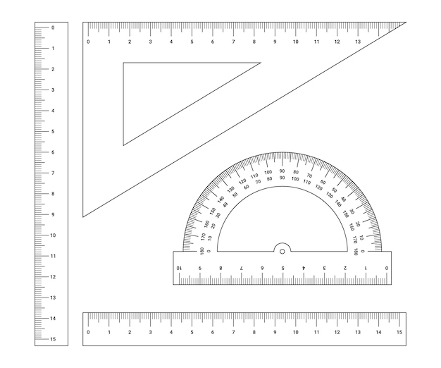 Conjunto de ferramentas de medição régua triângulo transferidor medição do grau do ângulo de comprimento matemática