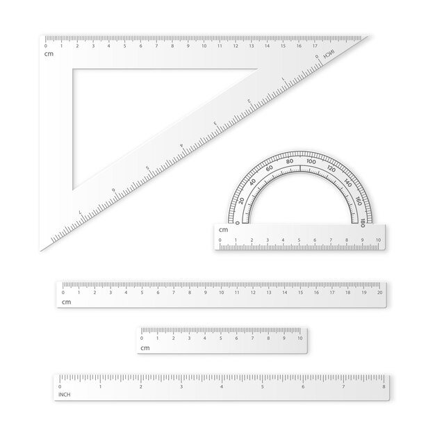 Vetor conjunto de ferramentas de medição, régua, triângulos, imagem vetorial