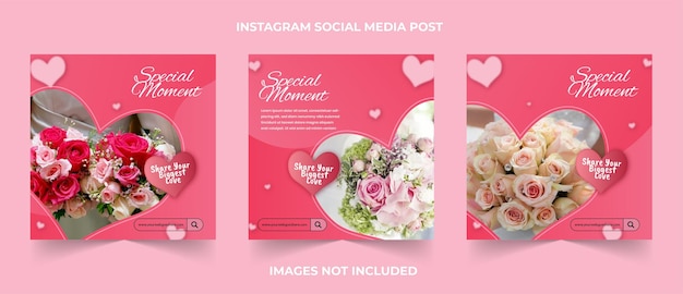 Conjunto de festa de casamento de amor dia especial para redes sociais instagram post banner anúncios modelo vetor