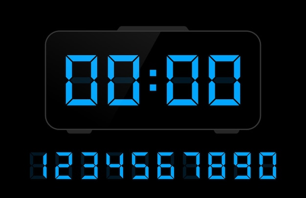 Vetor conjunto de figuras eletrônicas digitais números digitais para contagem regressiva de relógio despertador e timer design gráfico de ilustração vetorial