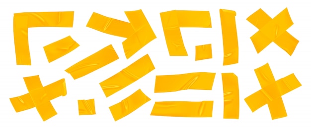 Conjunto de fita adesiva amarela.