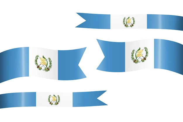 Vetor conjunto de fita de bandeira com as cores da guatemala para decoração de celebração do dia da independência