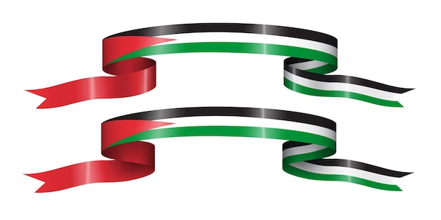 Vetor conjunto de fita de bandeira com as cores da palestina para decoração de celebração do dia da independência