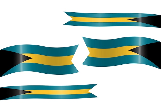 Conjunto de fita de bandeira com as cores das bahamas para decoração da celebração do dia da independência