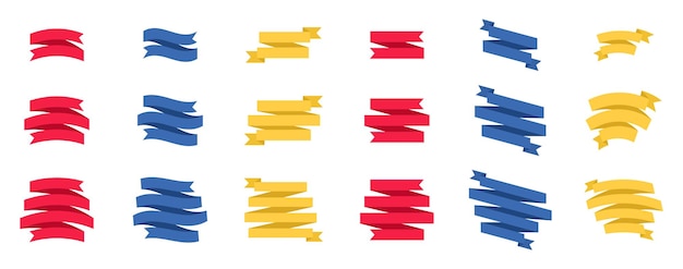 Vetor conjunto de fitas coloridas coleção de fitas simples e modernas