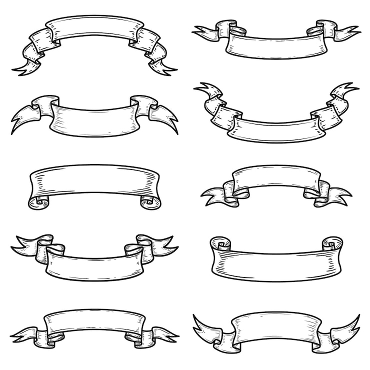 Vetor conjunto de fitas vintage. elementos para o logotipo, etiqueta, emblema, sinal. ilustração