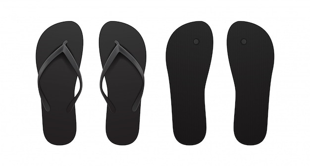 Vetor conjunto de flip-flop vazio preto.