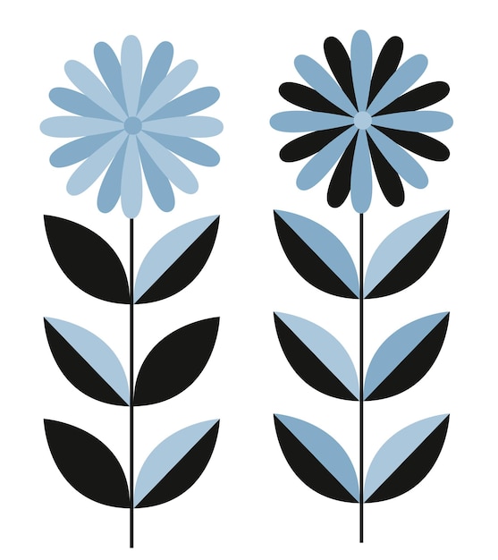 Conjunto de flores bandeira abstrata em estilo bauhaus elementos de flores bauhaus cartaz bauhaus vecto
