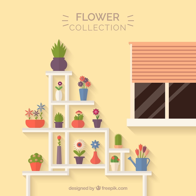 Vetor conjunto de flores coloridas em estilo simples