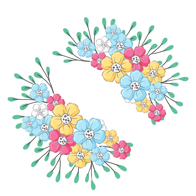 Vetor conjunto de flores pastel