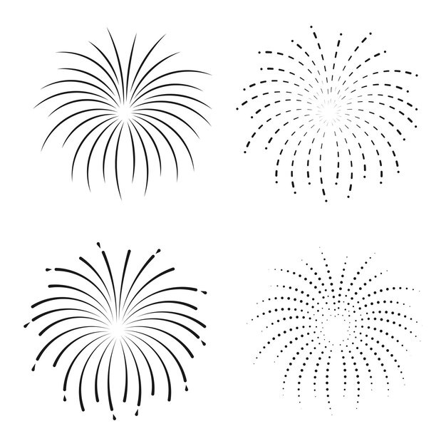 Vetor conjunto de fogos de artifício isolados em fundo branco ilustração vetorial