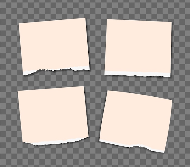 Conjunto de folhas de papel a4, a5 com sombras, simulação de página de papel realista.