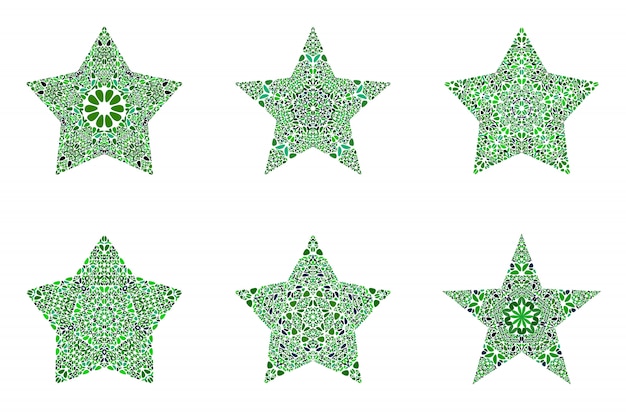 Conjunto de forma de estrela de mosaico floral abstrato geométrico