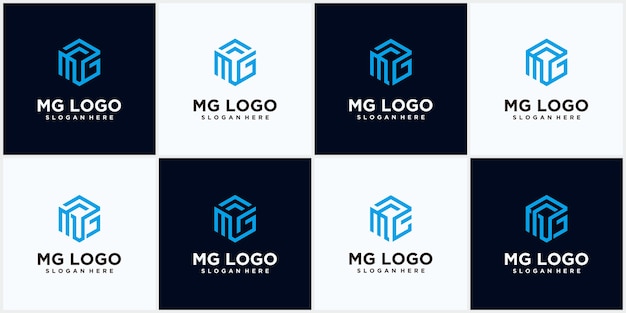 Conjunto de forma hexagonal do logotipo mg