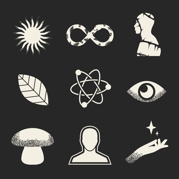 Vetor conjunto de formas de elementos de colagem retrô surreal