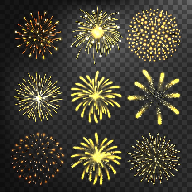 Conjunto de formas diferentes de fogo de artifício