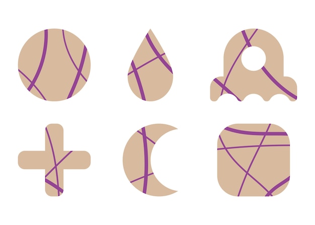 Vetor conjunto de formas geométricas com ilustração vetorial de preenchimento decorativo