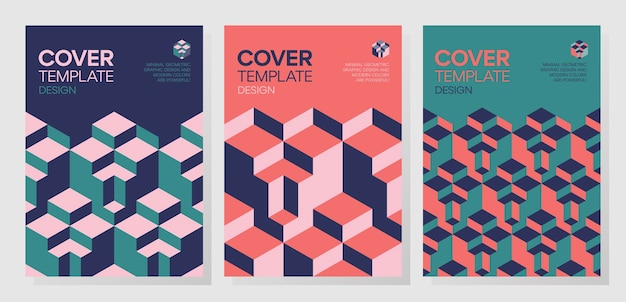 Conjunto de formas geométricas de ilusão de ótica 3d abstratas na moda cobrem o design