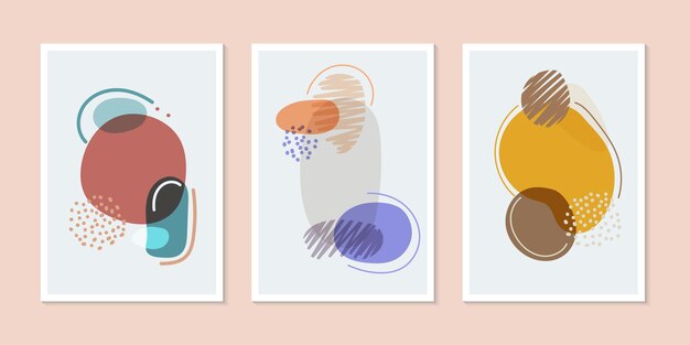 Conjunto de formas orgânicas de brochura de capa de fundo criativo desenhadas à mão com estilo moderno mínimo de linhas. Ilustração vetorial