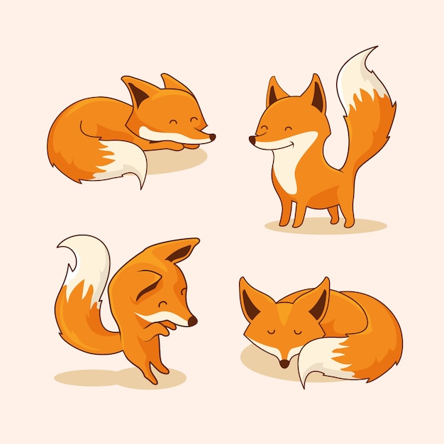 Conjunto de fox bonito dos desenhos animados