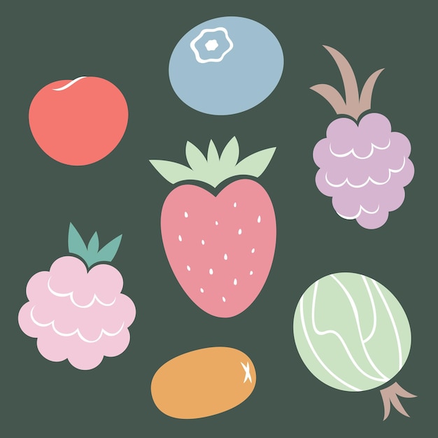 Conjunto de frutas diferentes
