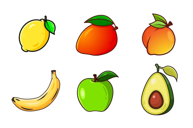conjunto de frutas isolado no fundo branco