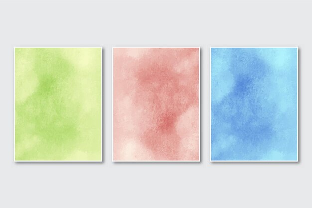 Conjunto de fundo aquarela abstrato criativo minimalista pintado à mão