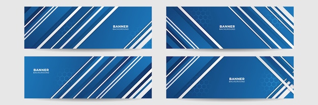 Conjunto de fundo de banner abstrato geométrico azul