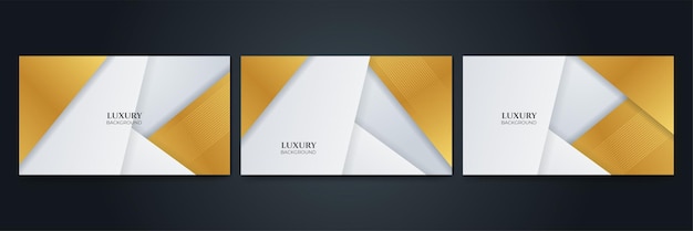 Conjunto de fundo de design abstrato branco e dourado de luxo elegante moderno vector modelo de web de fundo de apresentação de banner de design gráfico abstrato