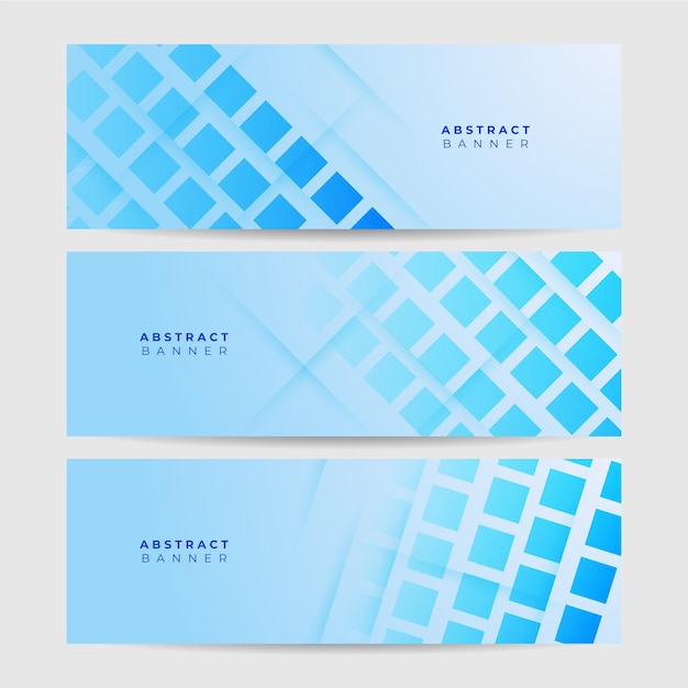 Conjunto de fundo de design de banner abstrato azul fluido geométrico quadrado